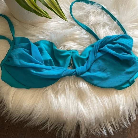 Victoria’s Secret teal mesh fold over bottom bikini - Picture 3 of 10